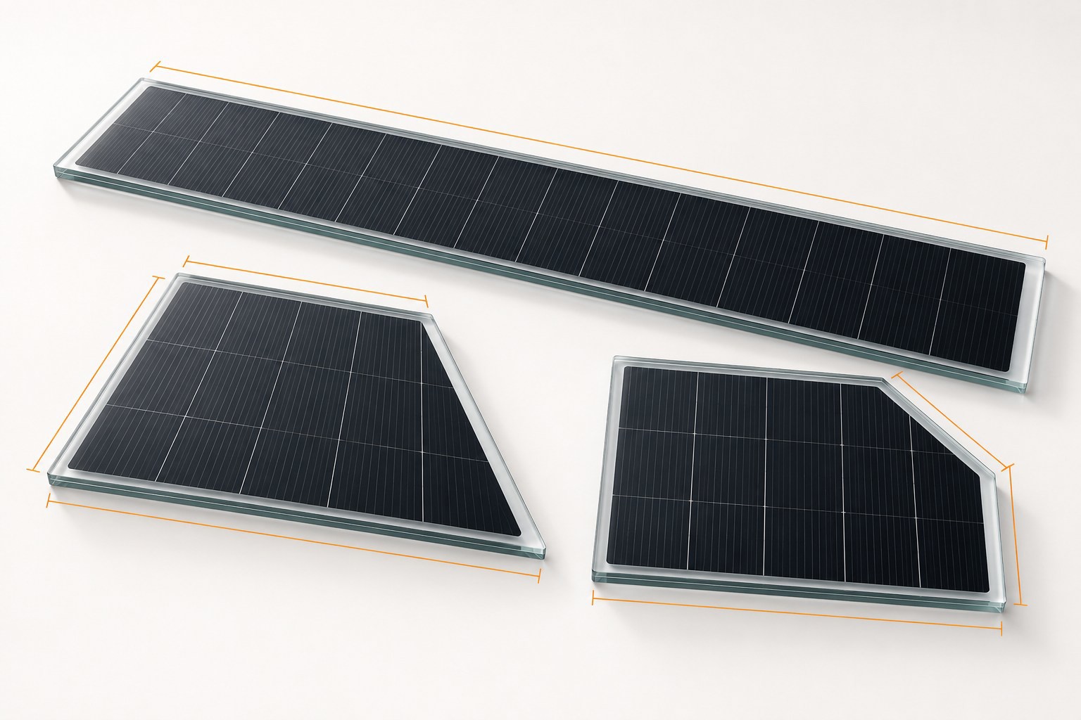AI concept illustration of custom dimensions shapes for custom BIPV modules