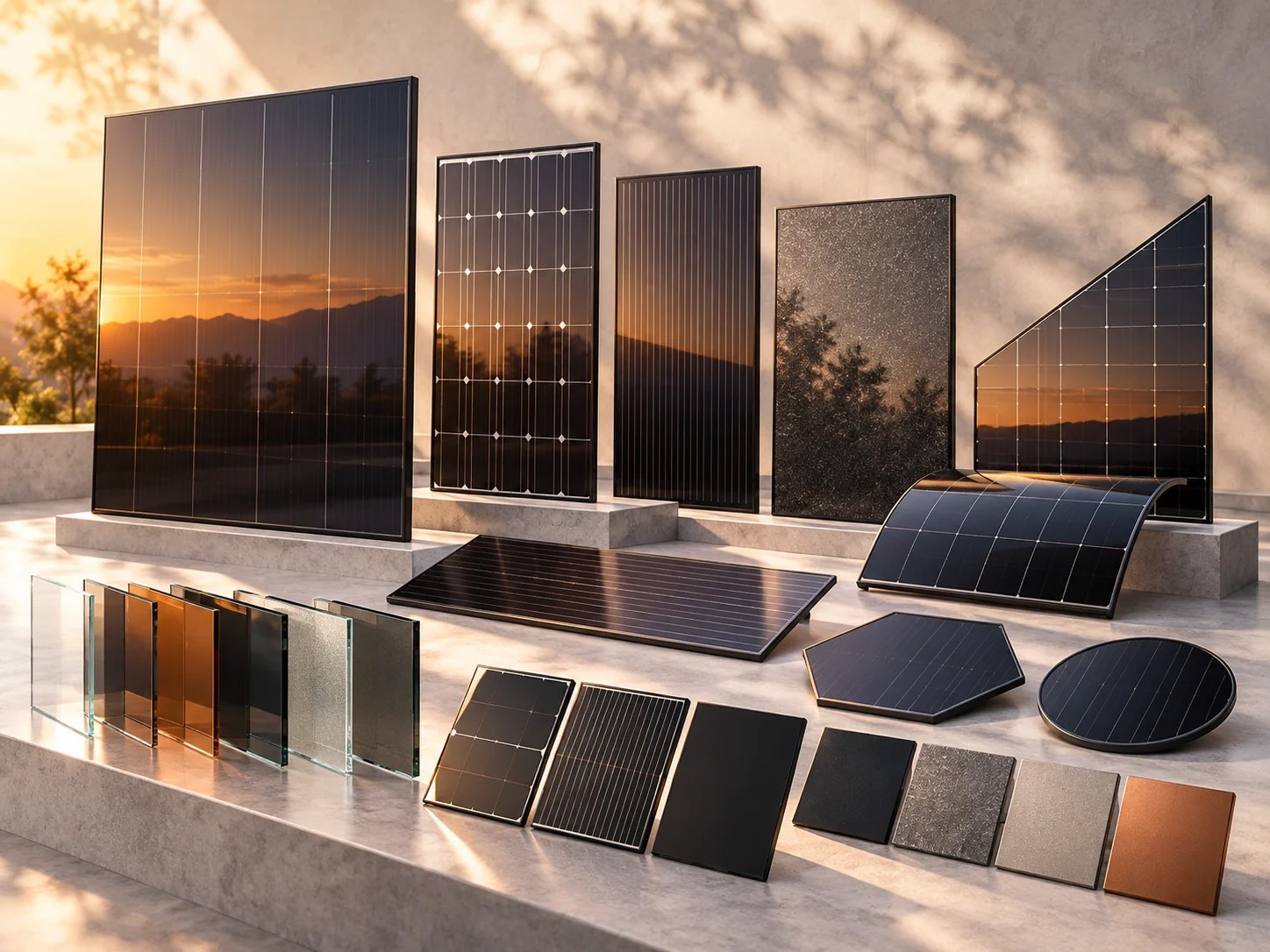 AI concept of custom PV modules, cell layouts and glass finishes