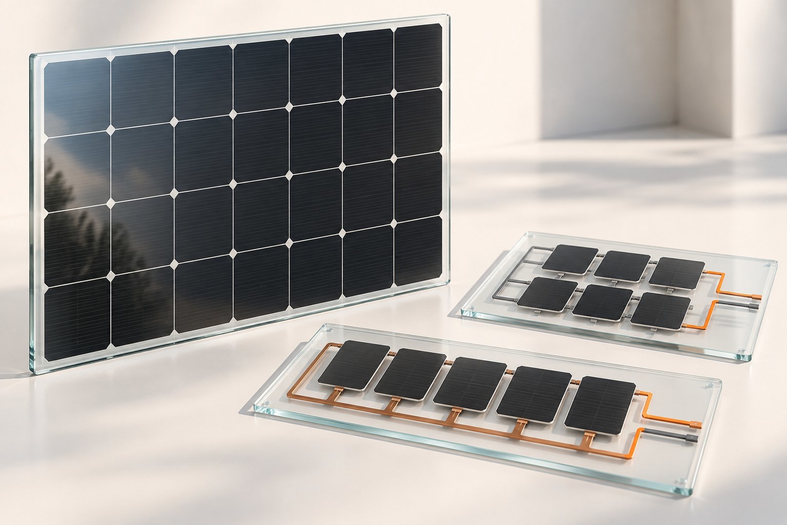 AI concept illustration of electrical configuration for custom BIPV modules
