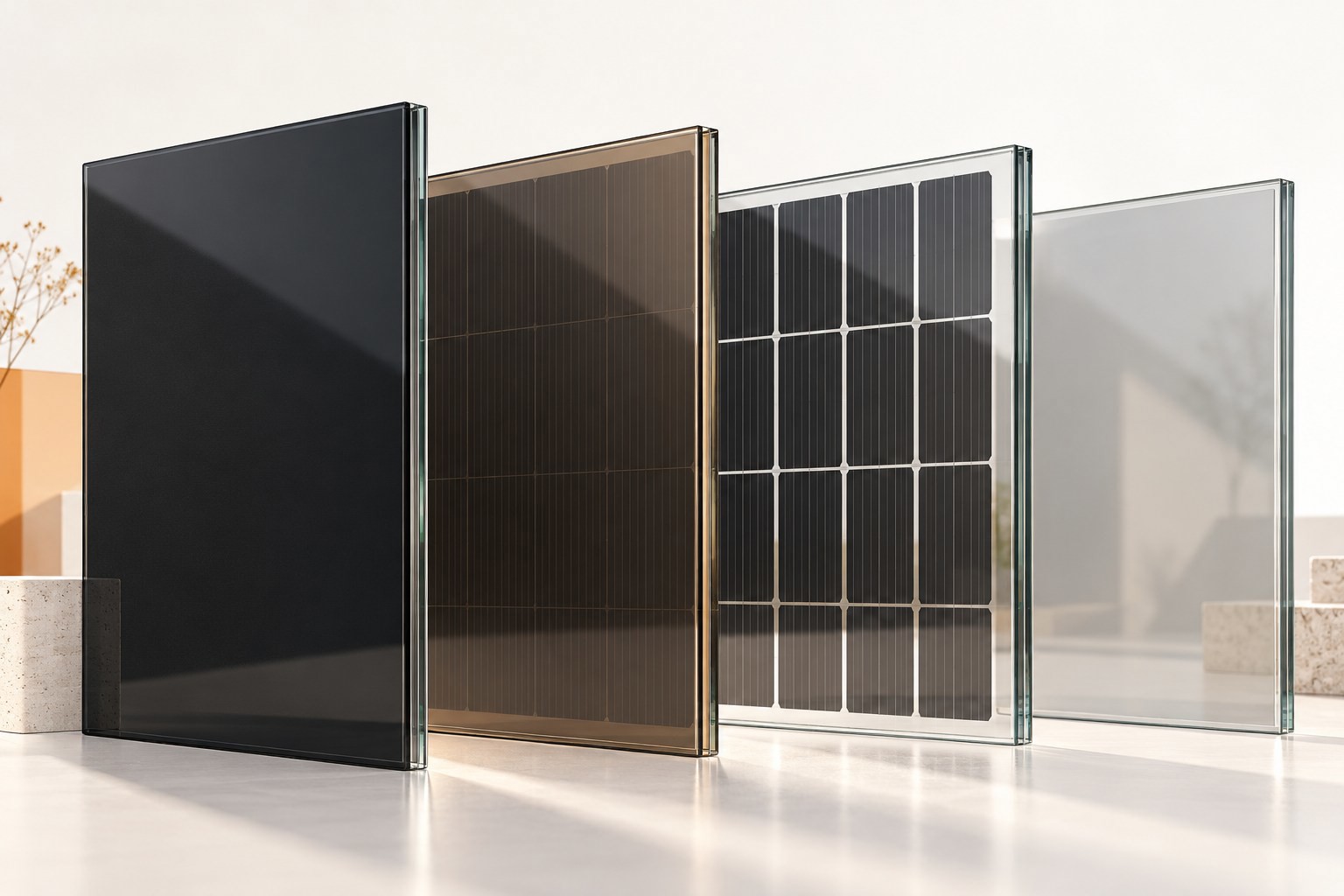 AI concept illustration of glass glass appearance for custom BIPV modules