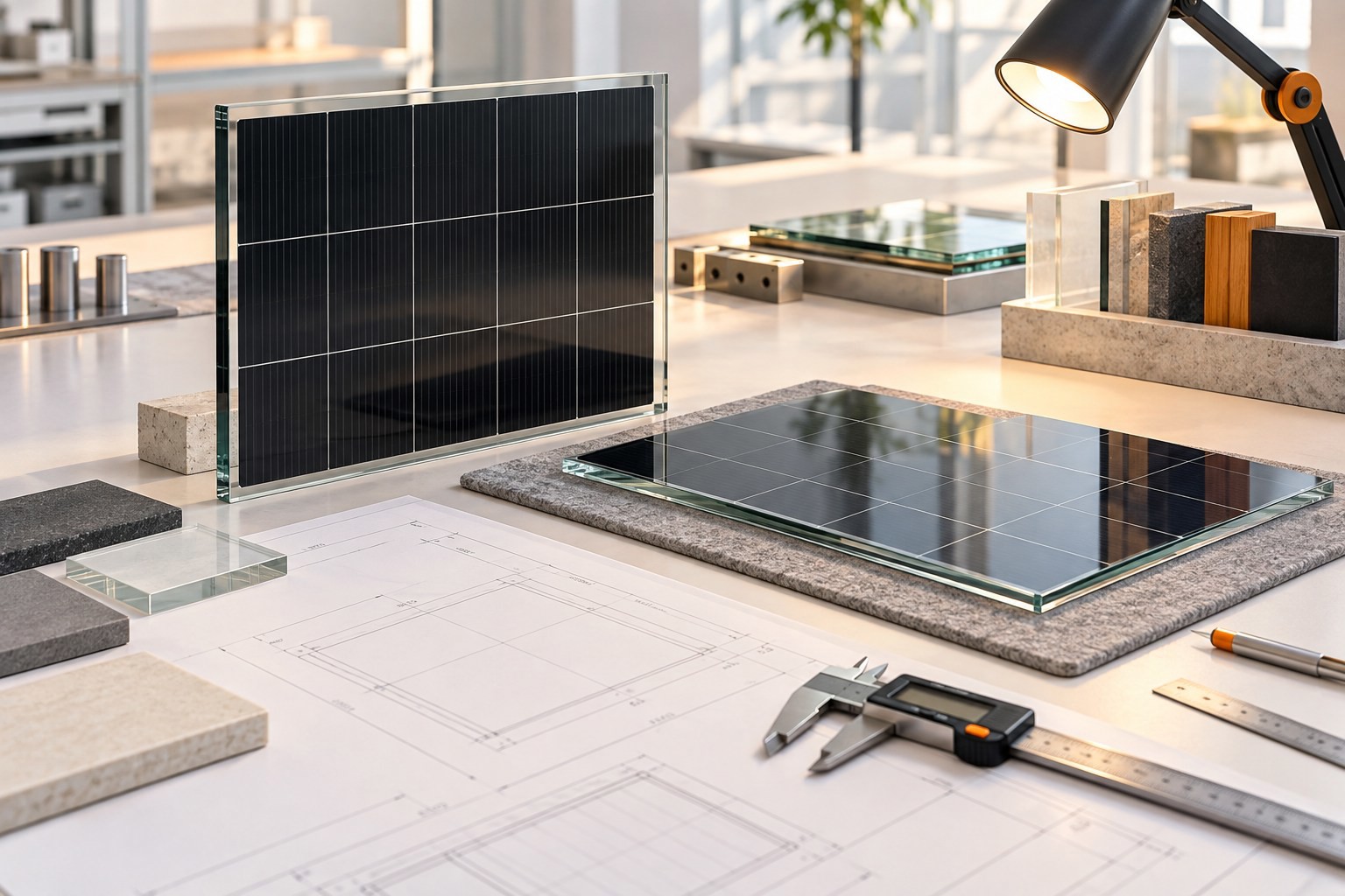 AI concept illustration of prototype oem validation for custom BIPV modules